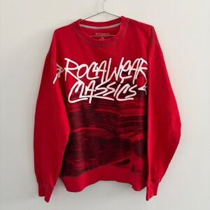 Rocawear Classics Red Graphic Crewneck Sweatshirt Mens 2XL Streetwear